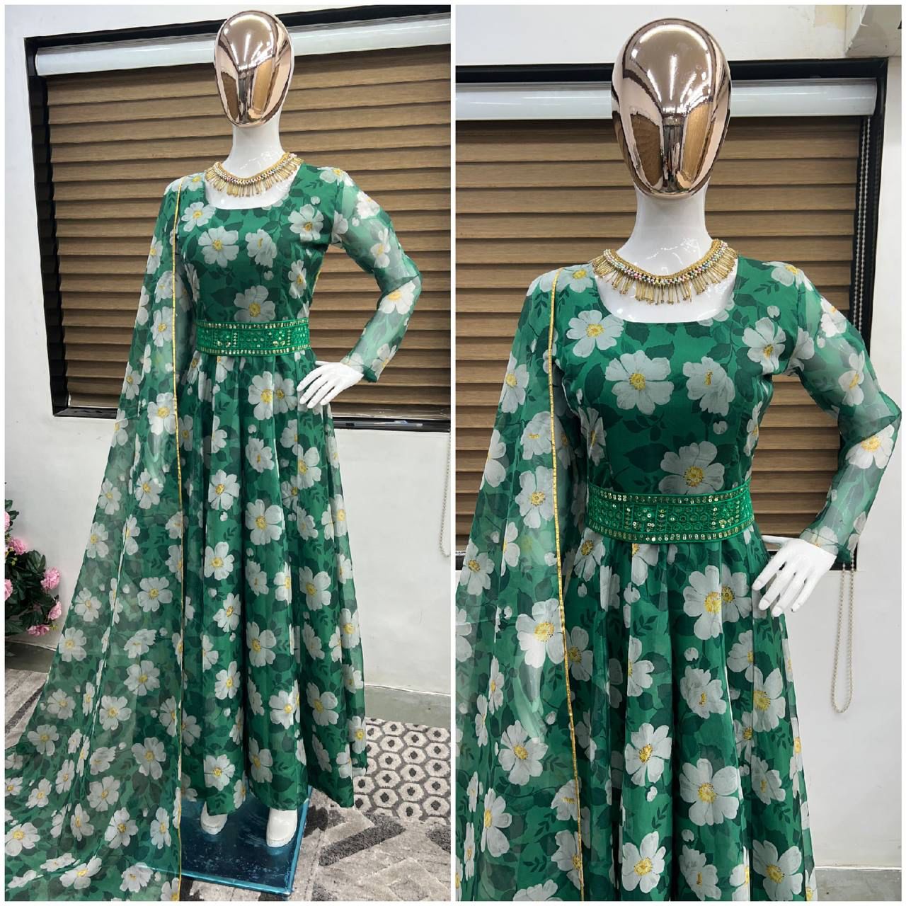 Nsr 717 Soft Organza Silk Printed Readymade Suits Catalog